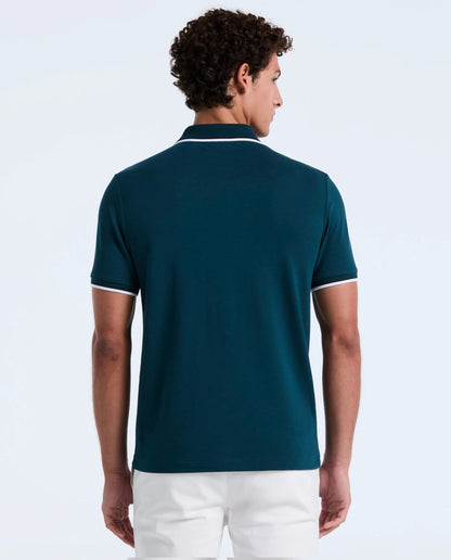 Original Penguin Sticker Pete Tipped Pique Polo Shirt - Reflecting Pond