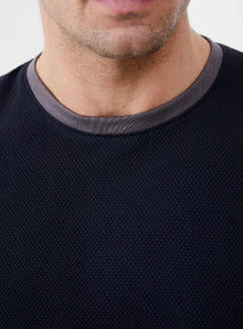 French Connection Crew Neck Popcorn T-Shirt - Navy/Grey