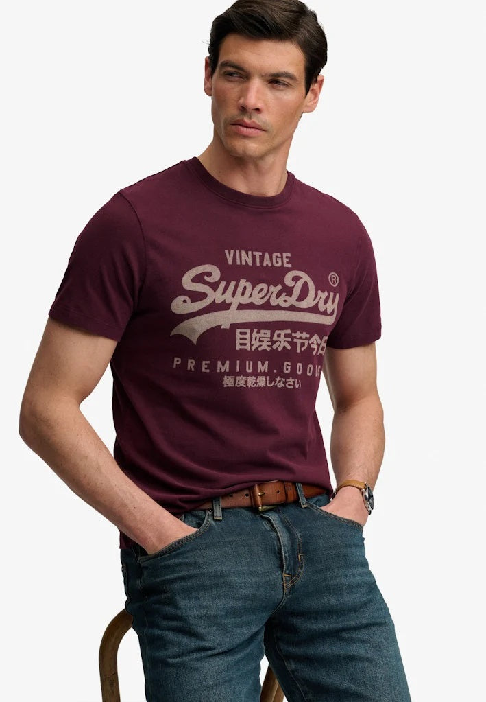 Superdry Vintage Logo Classic T-Shirt - Port Red