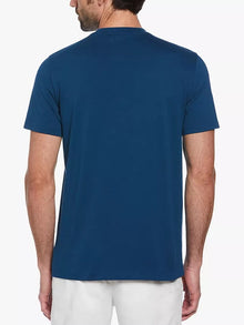 Original Penguin Pin Point Embroidered Logo T-Shirt - Poseidon Blue