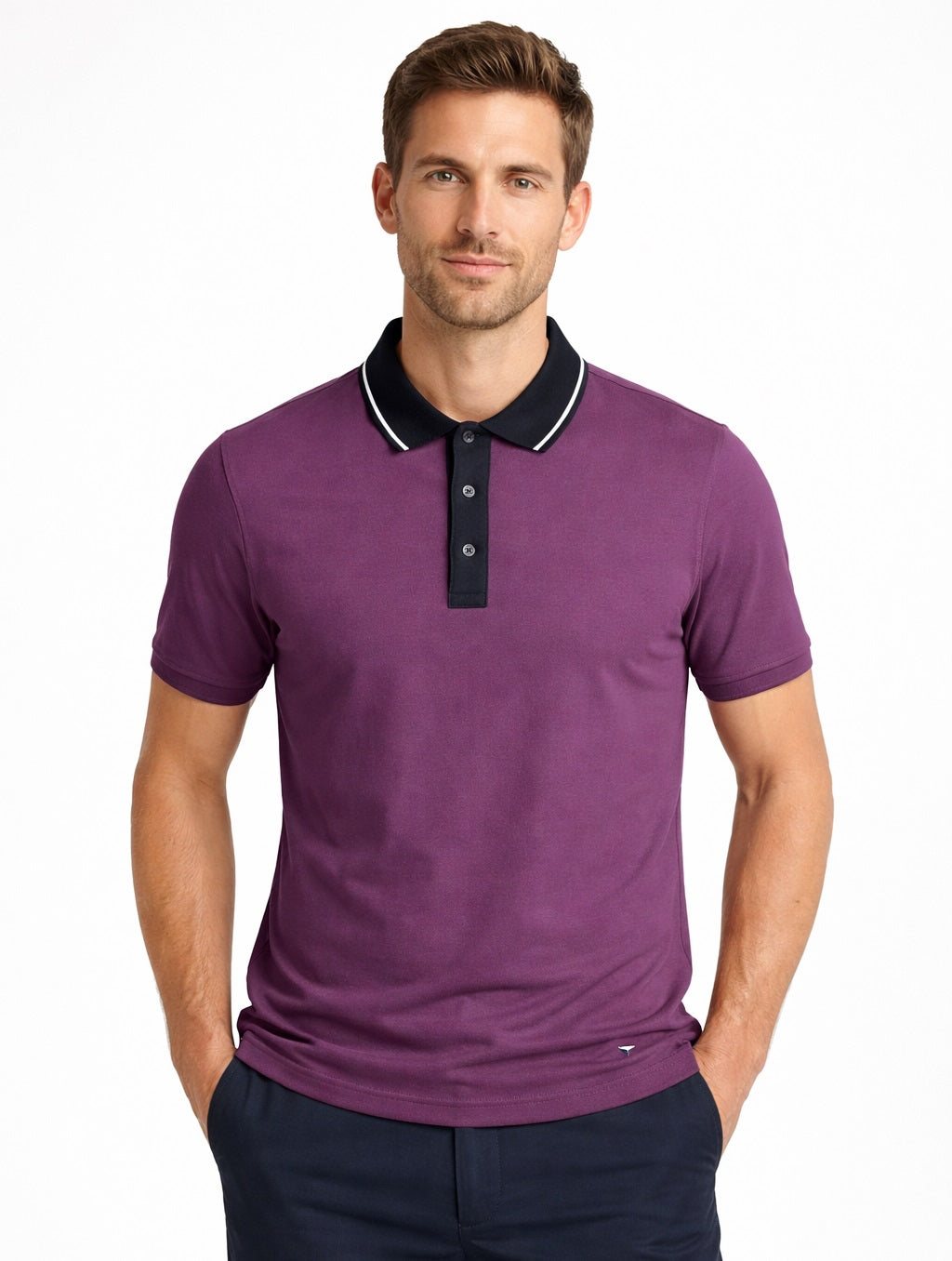 Daniel Grahame Short Sleeve 3 Button Polo Shirt - Purple