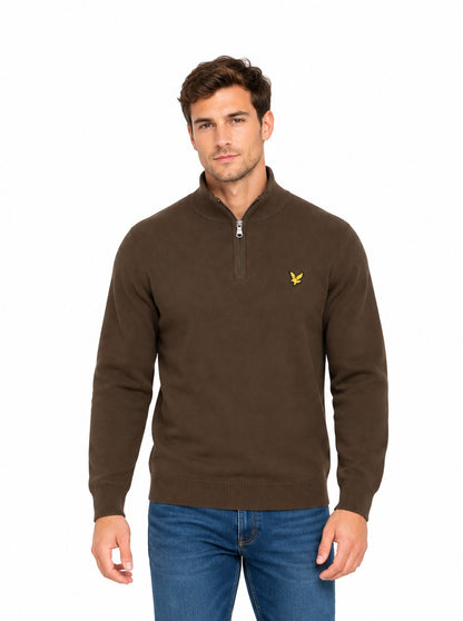 Lyle & Scott Cotton Merino Quarter Zip - Espresso