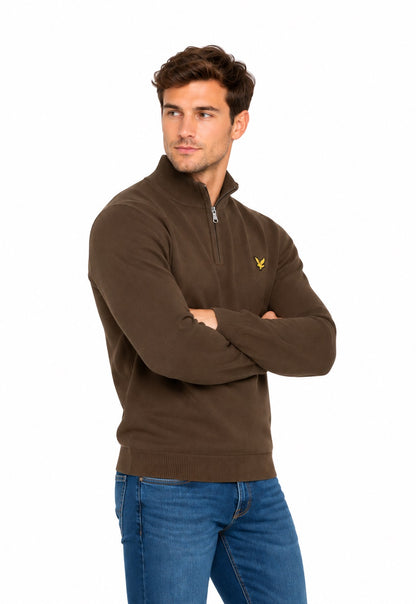 Lyle & Scott Cotton Merino Quarter Zip - Espresso