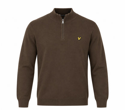 Lyle & Scott Cotton Merino Quarter Zip - Espresso