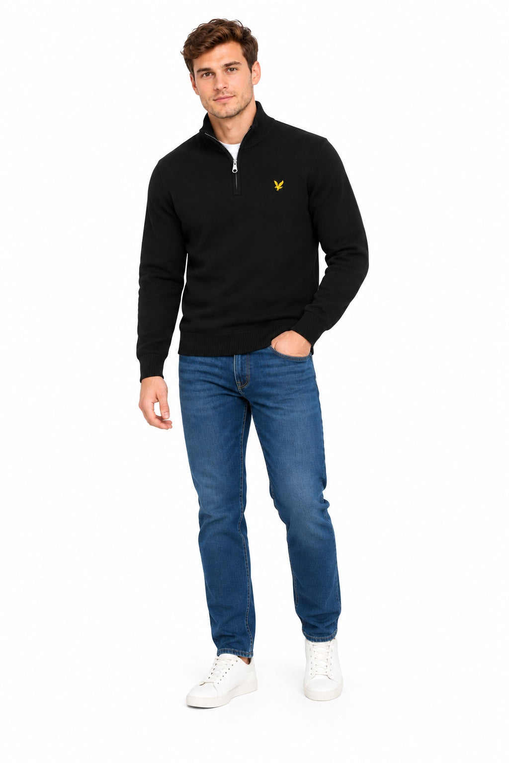 Lyle & Scott Cotton Merino Quarter Zip - Jet Black