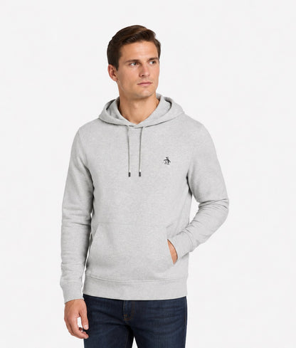 Original Penguin Sticker Pete Fleece Pullover Hoodie - Rain Heather