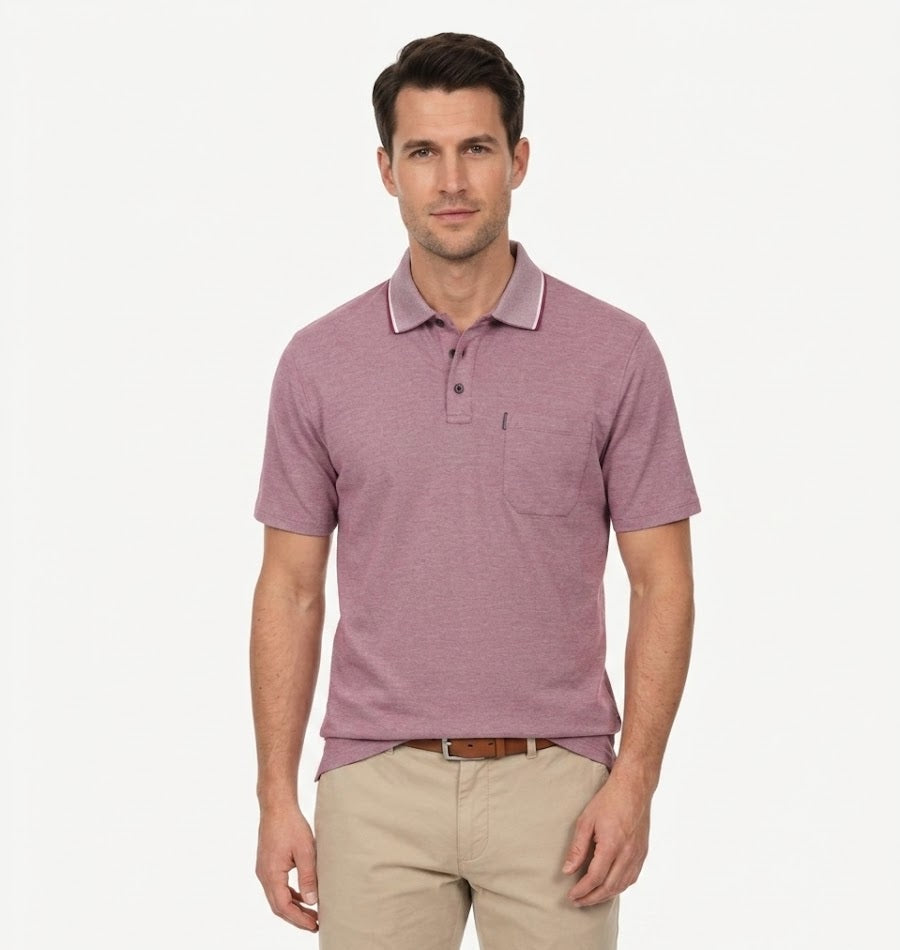 Casa Moda Short Sleeve Polo Shirt 438 - Light Red