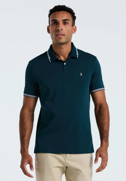 Original Penguin Sticker Pete Pique Polo Shirt - Reflecting Pond
