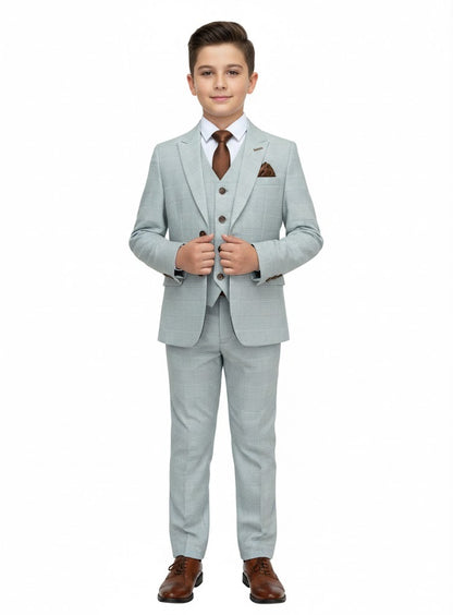 Boys Device Tailored Fit Regent 3 Piece Suit - Stone