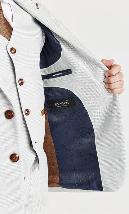 Boys Device Tailored Fit Regent 3 Piece Suit - Stone
