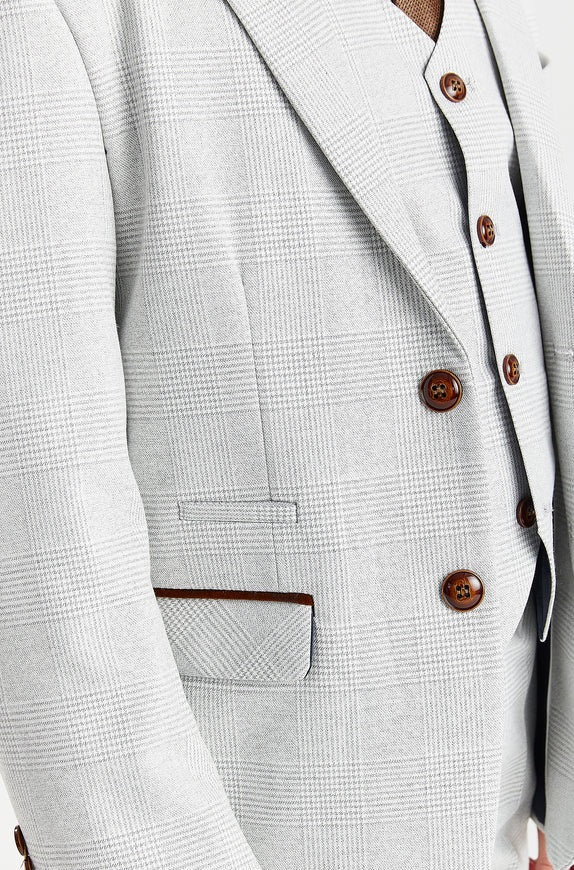 Boys Device Tailored Fit Regent 3 Piece Suit - Stone