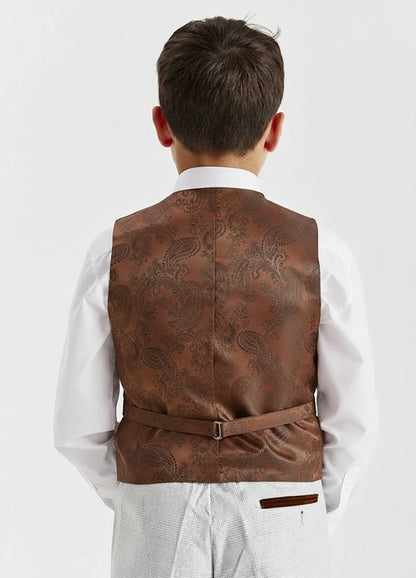 Boys Device Tailored Fit Regent 3 Piece Suit - Stone