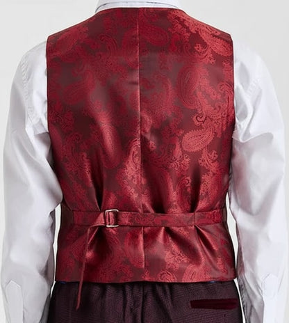 Boys Device Tailored Fit Regent 3 Piece Suit - Wine