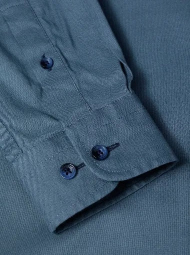 Remus Uomo Tapered Long Sleeve Oxford Casual Shirt - Blue