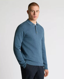Remus Uomo Long Sleeve 3 Button Sweater - Dark Blue