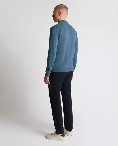 Remus Uomo Long Sleeve 3 Button Sweater - Dark Blue