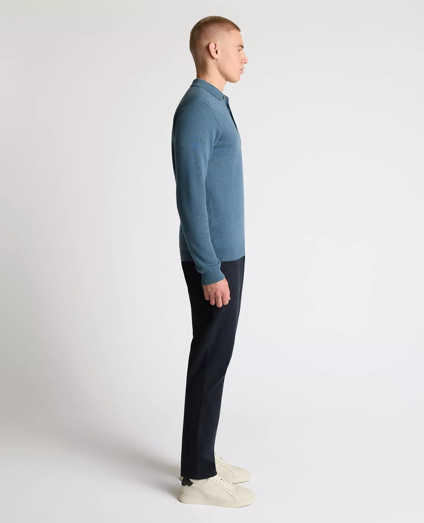 Remus Uomo Long Sleeve 3 Button Sweater - Dark Blue