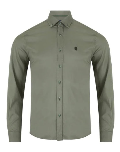 Remus Uomo Tapered Long Sleeve Oxford Casual Shirt - Green