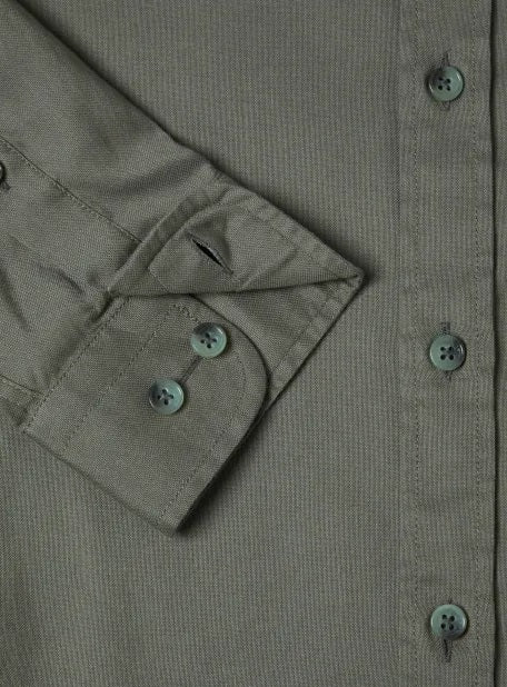 Remus Uomo Tapered Long Sleeve Oxford Casual Shirt - Green