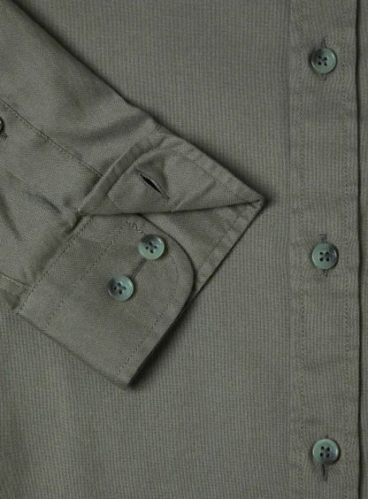 Remus Uomo Tapered Long Sleeve Oxford Casual Shirt - Green