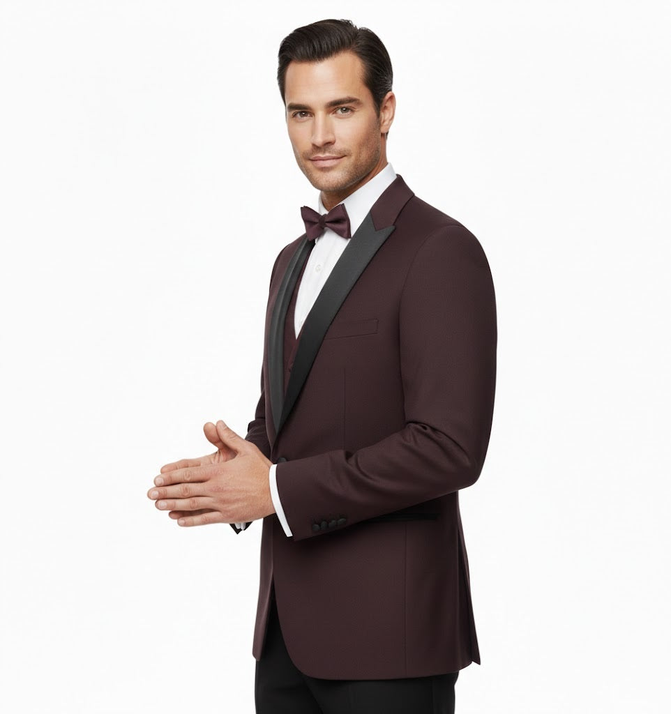 Remus Uomo Russo Slim Fit Tuxedo Jacket - Dark Red