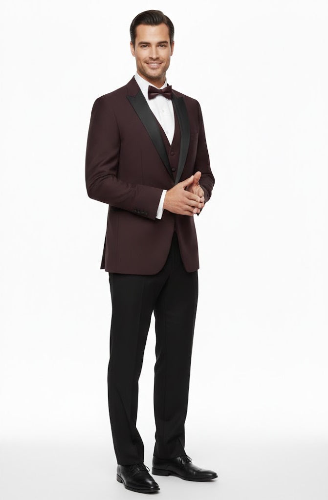 Remus Uomo Russo Slim Fit Tuxedo Jacket - Dark Red