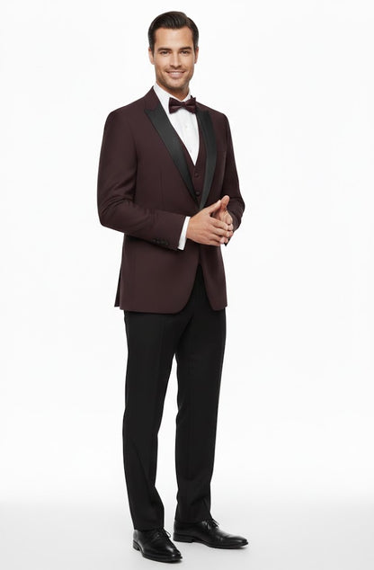 Remus Uomo Russo Slim Fit Tuxedo Jacket - Dark Red