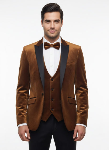 White Label Tapered Fit Satin Tuxedo Jacket - Rust