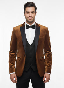 White Label Tapered Fit Satin Tuxedo Jacket - Rust
