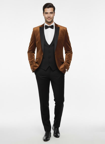 White Label Tapered Fit Satin Tuxedo Jacket - Rust