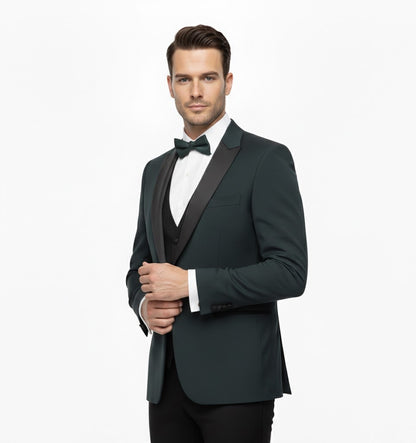 Remus Uomo Russo Slim Fit Tuxedo Jacket - Dark Green