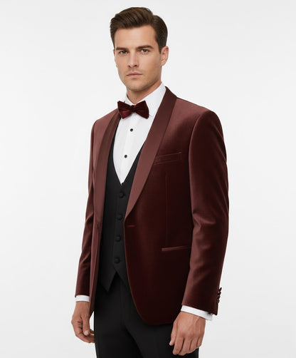 Remus Uomo Romeo Slim Fit Tuxedo Jacket - Dark Red
