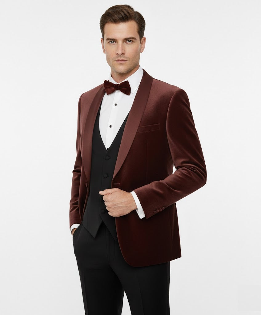 Remus Uomo Romeo Slim Fit Tuxedo Jacket - Dark Red