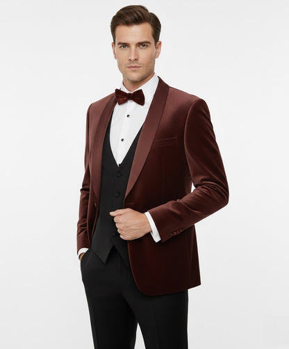 Remus Uomo Romeo Slim Fit Tuxedo Jacket - Dark Red
