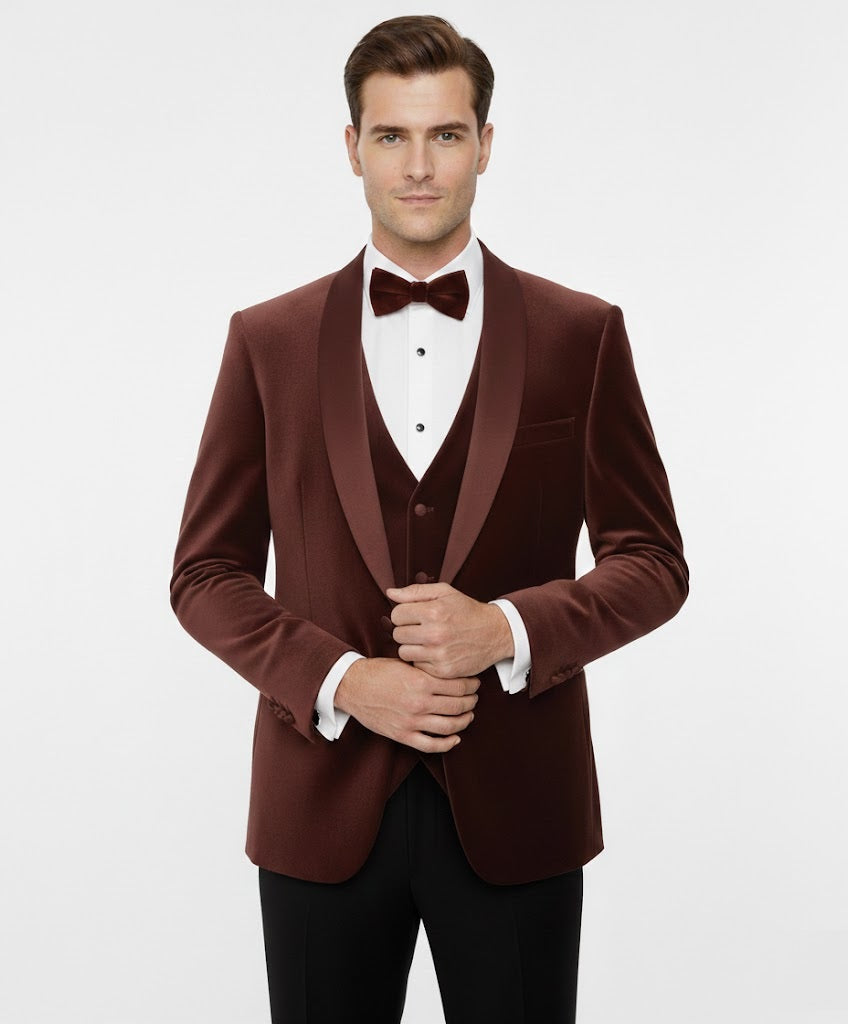 Remus Uomo Romeo Slim Fit Tuxedo Jacket - Dark Red