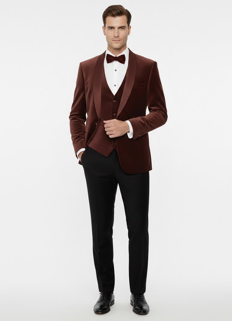 Remus Uomo Romeo Slim Fit Tuxedo Jacket - Dark Red