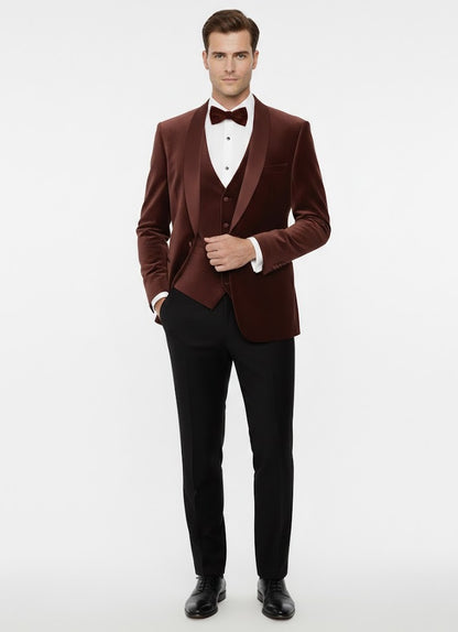 Remus Uomo Romeo Slim Fit Tuxedo Jacket - Dark Red