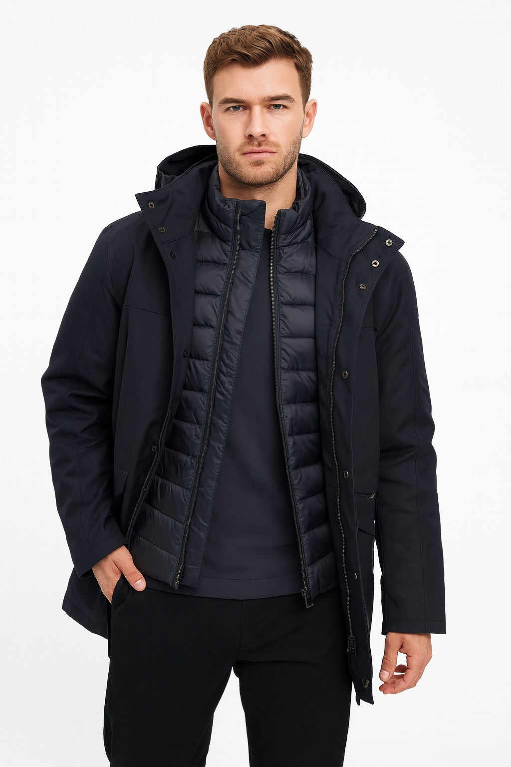 White Label Riley Parka Water Repellant Coat - Navy