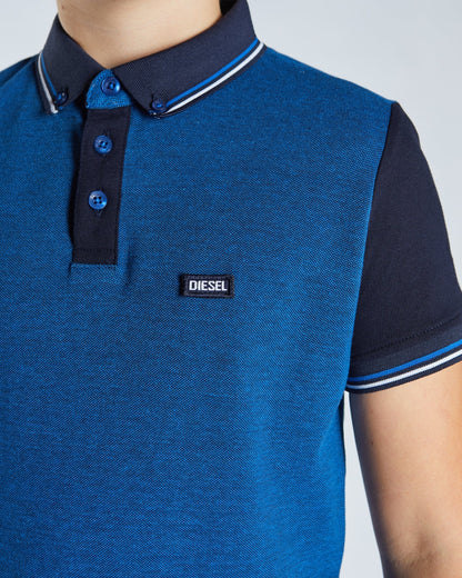 Boys Diesel Robinson Birdseye Polo Shirt - Blue/Navy