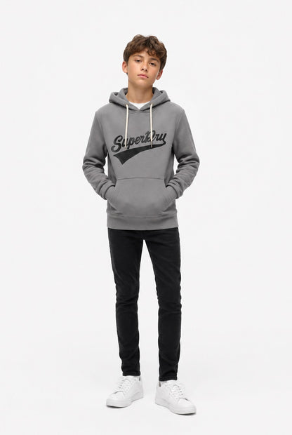 Superdry Unisex Super Athletics Hoodie - Rock Dark Grey