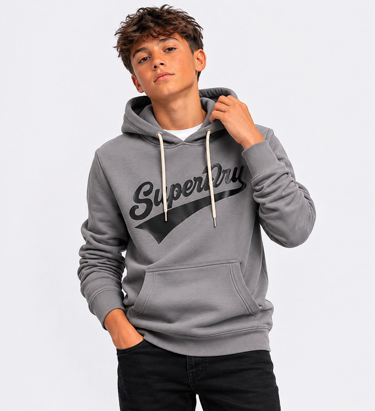 Superdry Unisex Super Athletics Hoodie - Rock Dark Grey