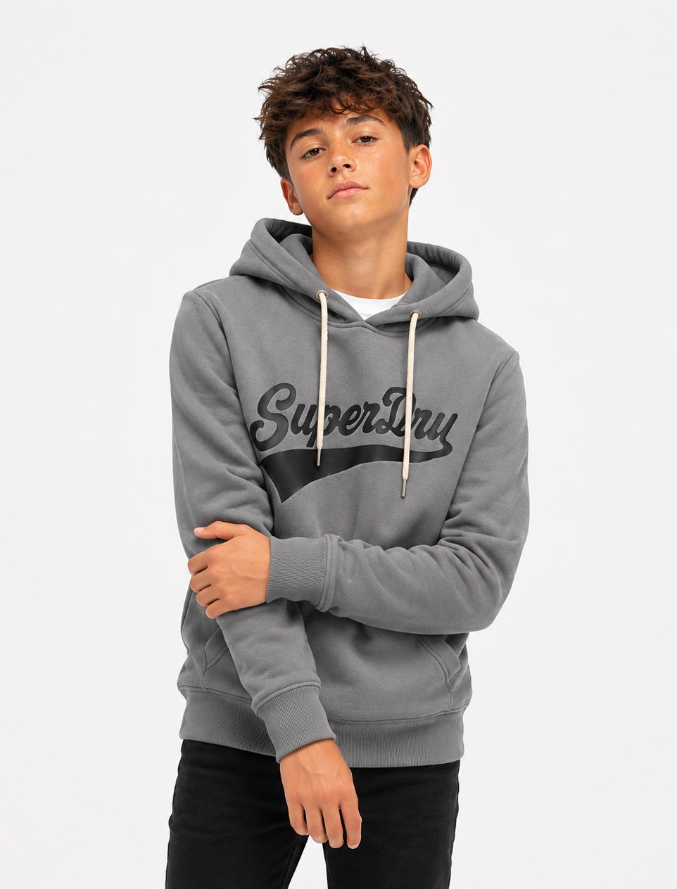 Superdry Unisex Super Athletics Hoodie - Rock Dark Grey