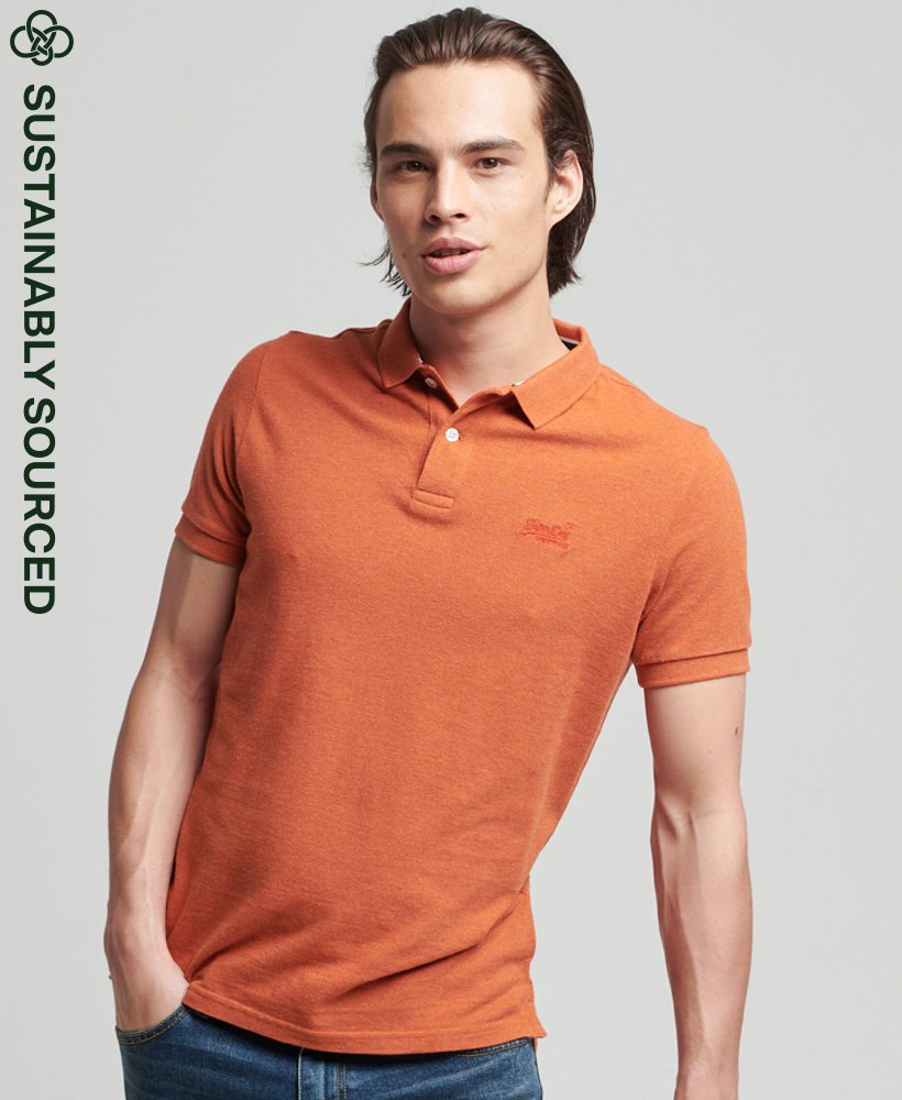 Superdry Organic Cotton Classic Pique Polo Shirt - Rust Orange Marl