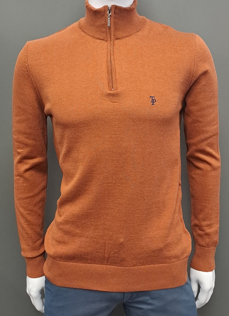 Tom Penn Half Zip Sweater TP-051K - Rust