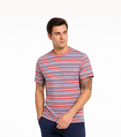 Original Penguin Multi Stripe Jersey Organic Cotton T-Shirt - 618 Lava Falls