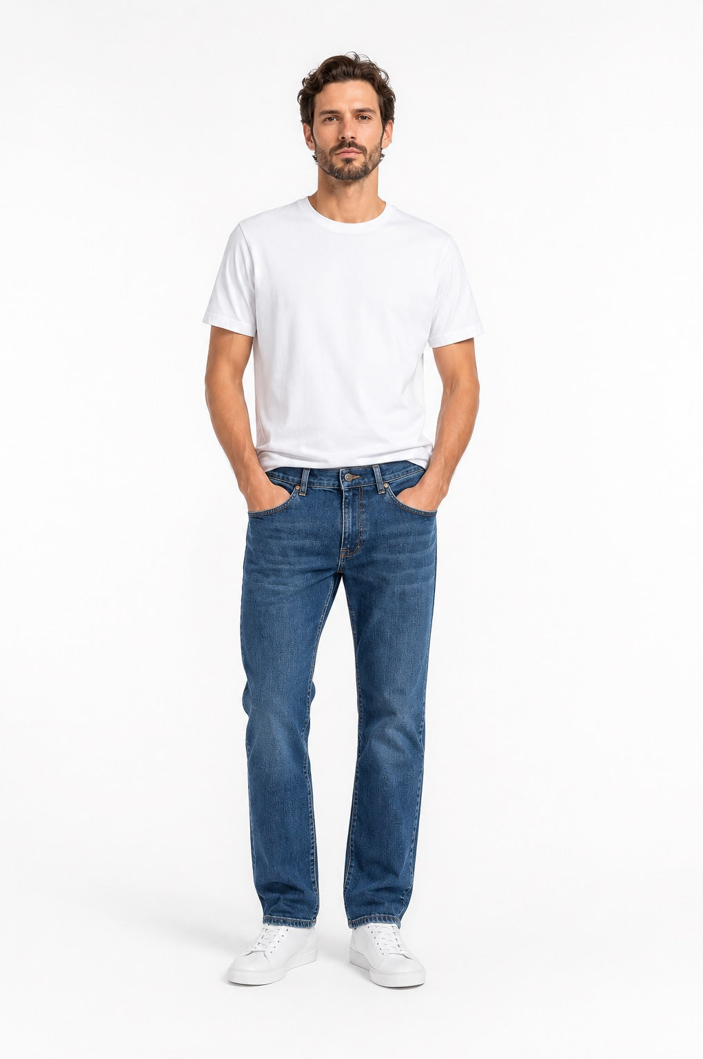 White Label Trent Tpaered Fit Stretch Jean - Mid Blue