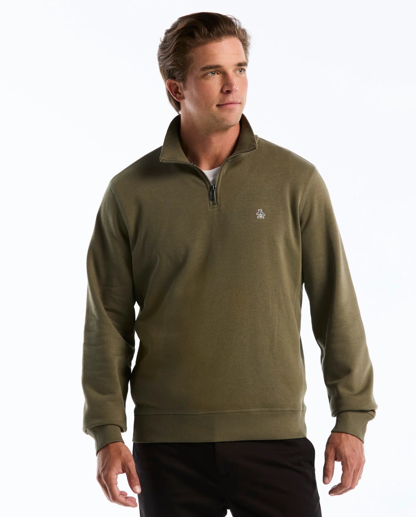 Original Penguin Sticker Pete Half Zip Sweatshirt - Dusty Olive