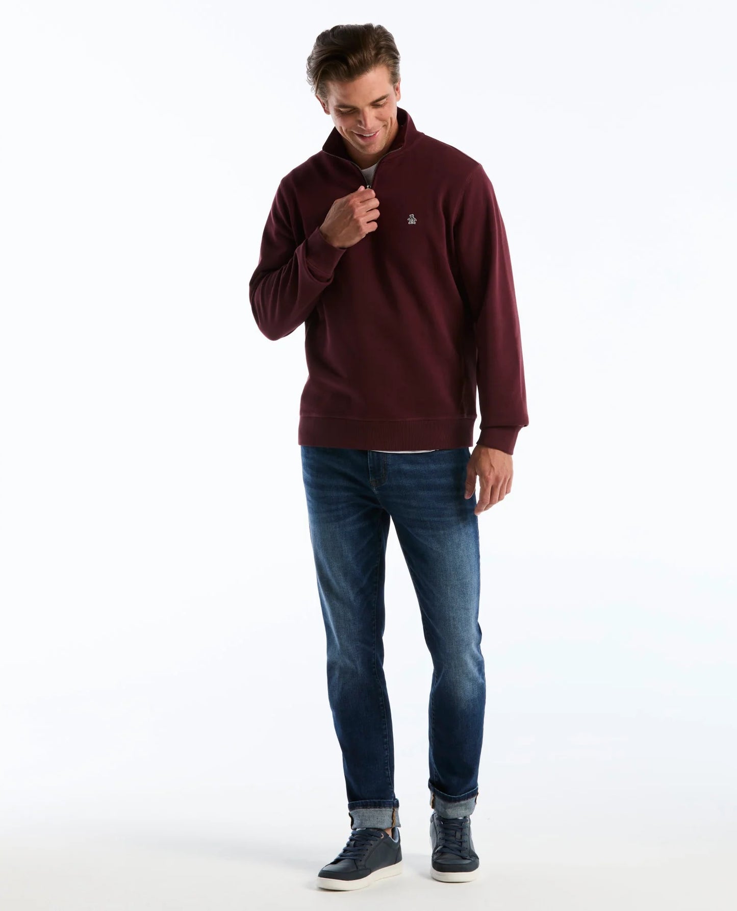 Original Penguin Sticker Pete Half Zip Sweatshirt - Port Royale
