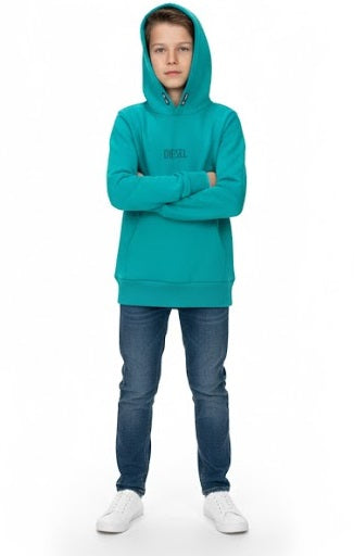 Boys Diesel Samuel Pull Over Hoodie - Teal