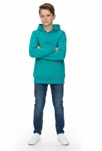 Boys Diesel Samuel Pull Over Hoodie - Teal